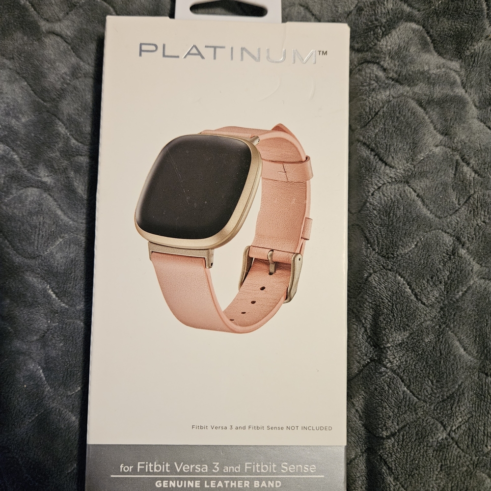 Genuine Leather Watch Band for Fitbit Versa 3 / Sense - Pink